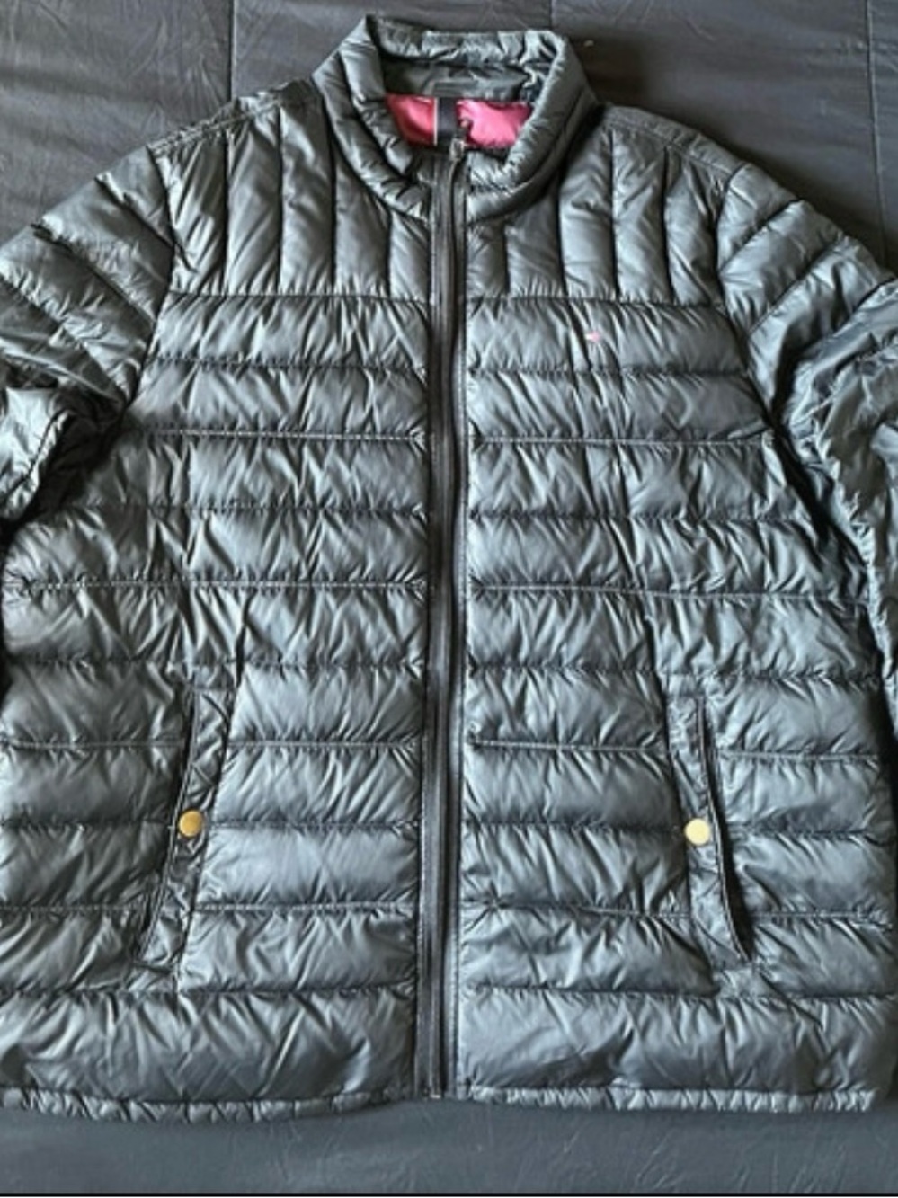 Tommy Hilfiger Black Quilted Puffer Jacket with Pink Lining